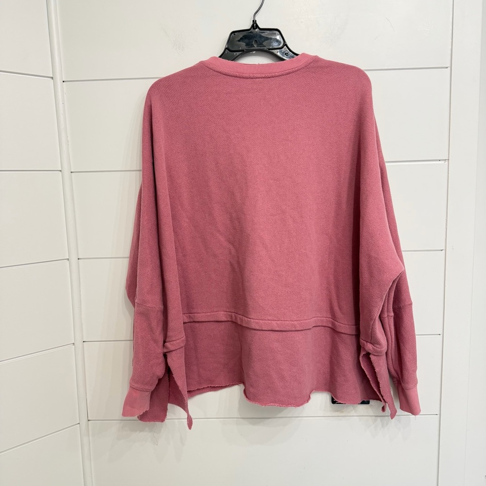 Free People Pink Snap Sleeve Sweatshirt Size XS 36201 - Picture 3 of 7